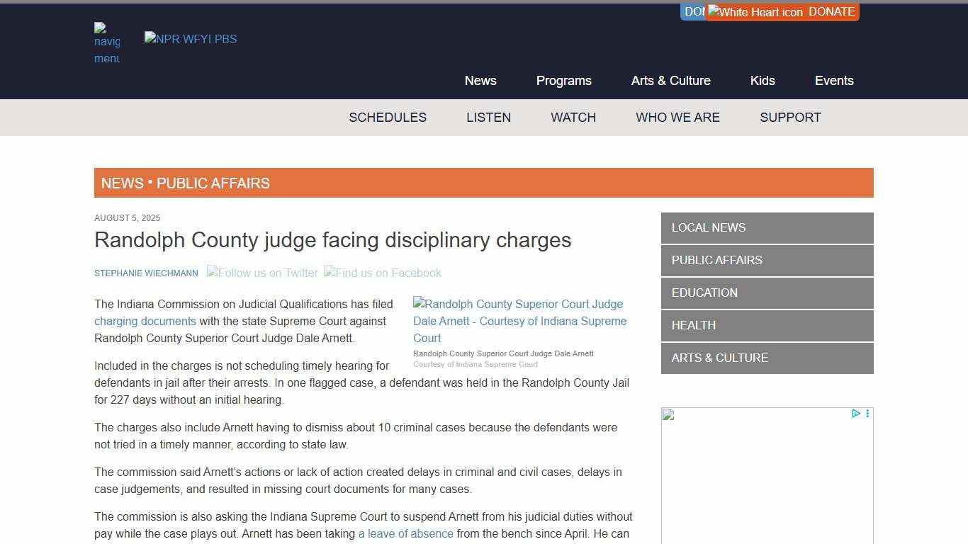 Randolph County judge facing disciplinary charges